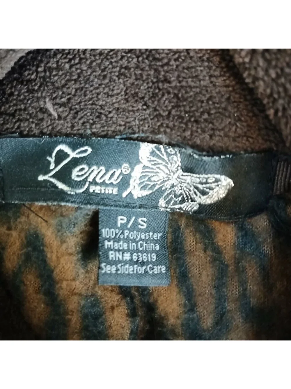 Lena Petite S Womens Leopard Print Sleeveless Fleece Vest Zip Brown Black #I-8 - Picture 4 of 8